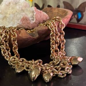Vintage Joan Rivers Puff Hearts & Chains Necklace